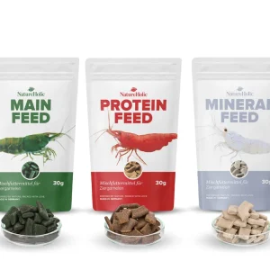 Sichere Zahlung NatureHolic Futter Paket, Mainfeed + Proteinfeed + Mineralfeed, Garnelenfutter, 3 x 30 g